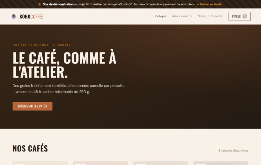 Aperçu — Kōbō Coffee (démo e-commerce)